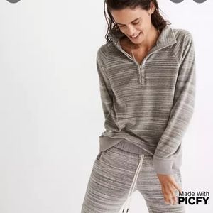 NEW Madewell Velour Half-Zip Sweatshirt